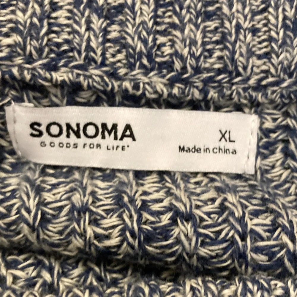 SONOMA Marled Navy and White Knit‎ Crewneck Sweater XL - Picture 4 of 5